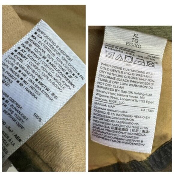 GAP NEW Utility Cotton Military Camo Jacket Pockets Zip Drawcord Lightweight XL - Picture 15 of 16